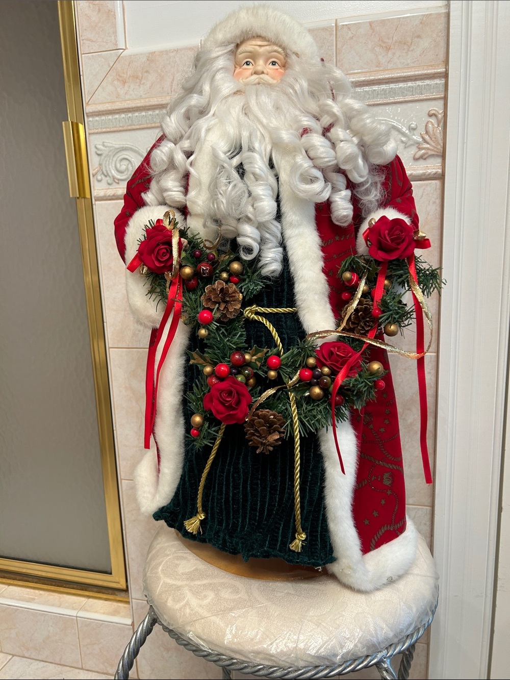 Classic Holiday Santa Figurine in Red and Green